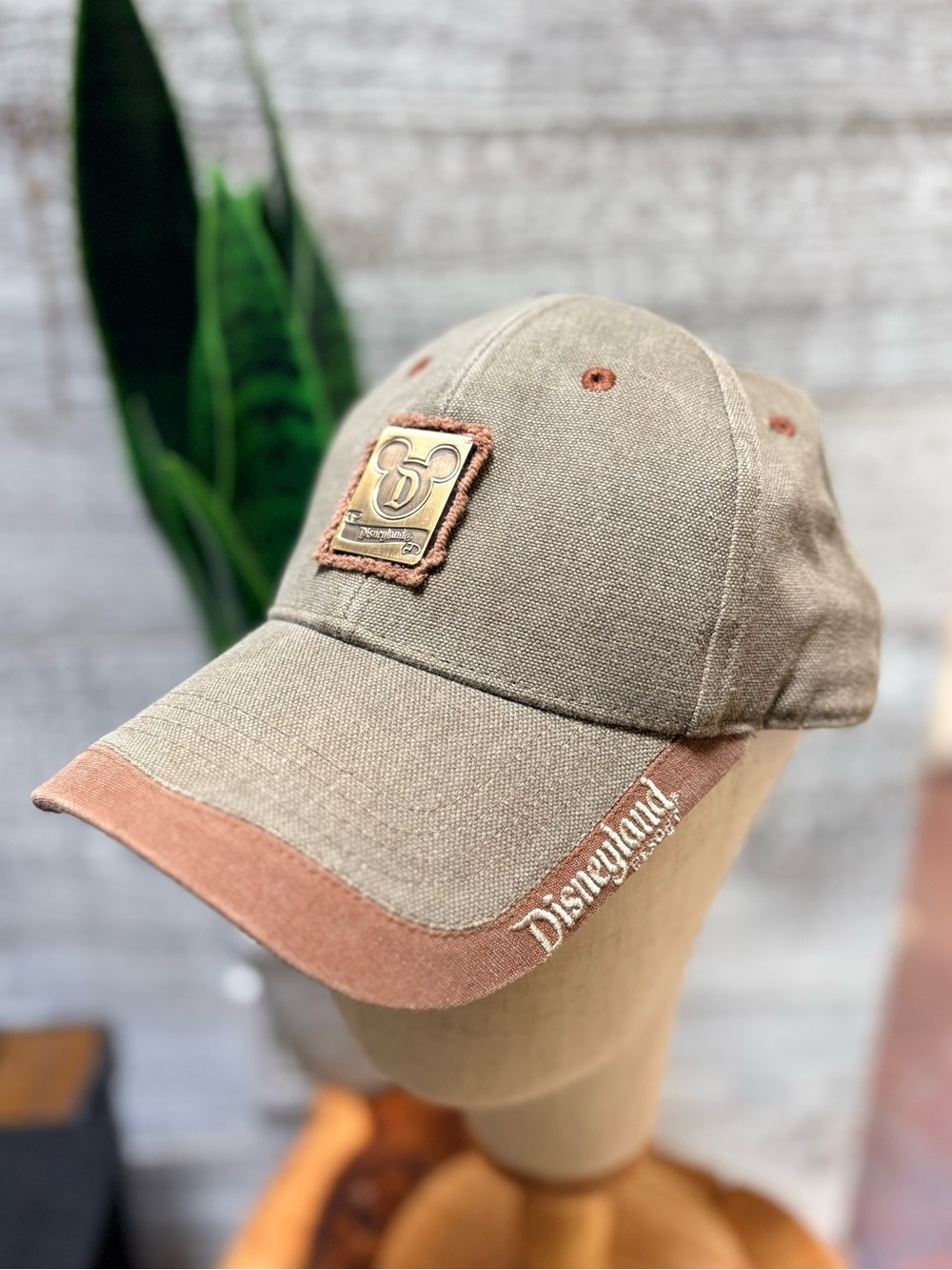 Disney Parks | Disneyland Resort Brass Mickey Patch Canvas Strapback Adult Cap